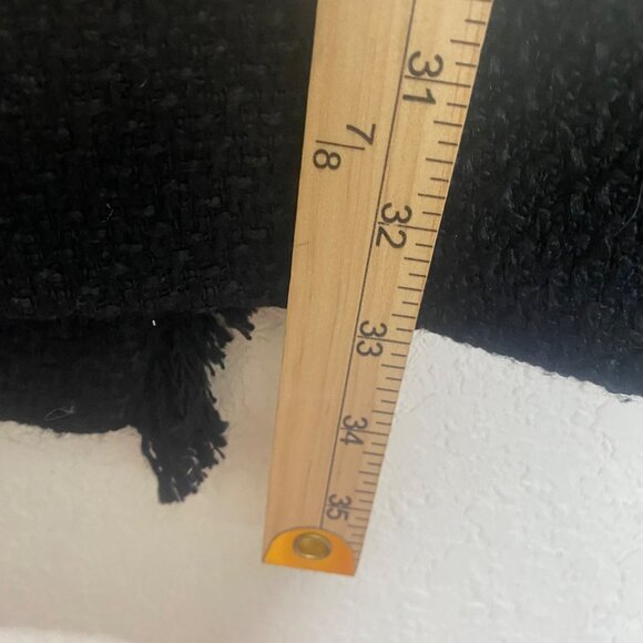 Venus Open Front Long Blazer Jacket Womens‎ Size 12 Black Tweed Fringed Lined - Picture 13 of 15